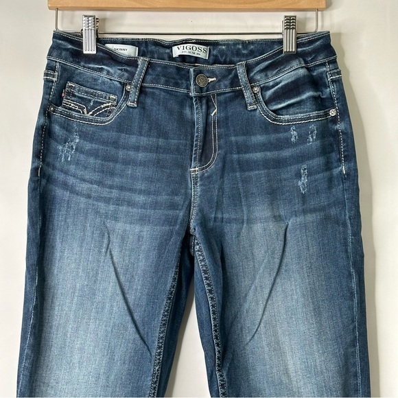 Vigoss Women’s Skinny Jeans Flap Embroidered Pockets Raw Hem Sz 6 - Picture 5 of 13
